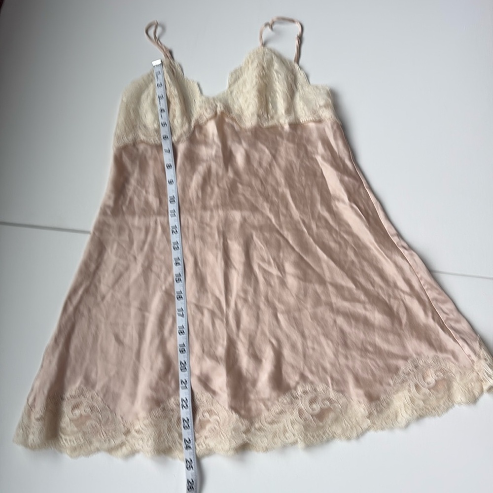 Vintage Y2K Cacique 100% Slip Dress Pinkish Small Nude and Ivory Lace - Picture 2 of 6